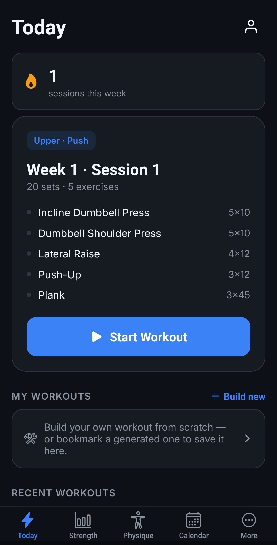Adaptive Strength workout for today